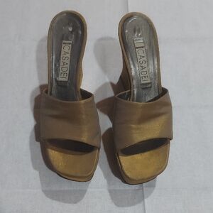 Casadei Gold Sandals with Metallic Finish and Sleek Design